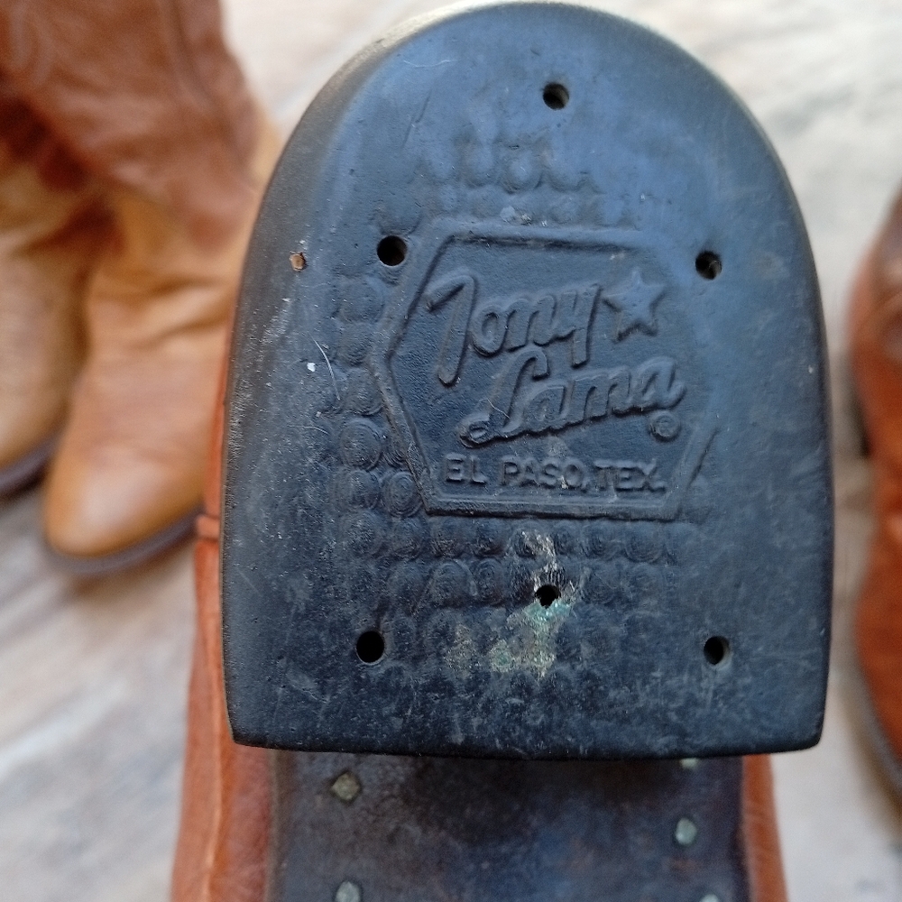 Tony Lama Smooth Ostrich Leather Cowboy Boots - Picture 7 of 9
